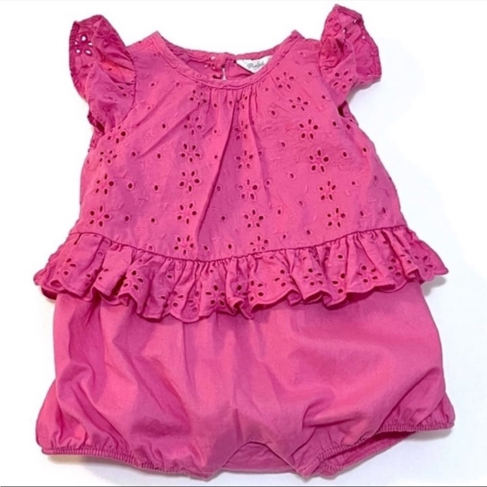 Like New - RALPH LAUREN Infant Romper Outfit - dark pink baby girl